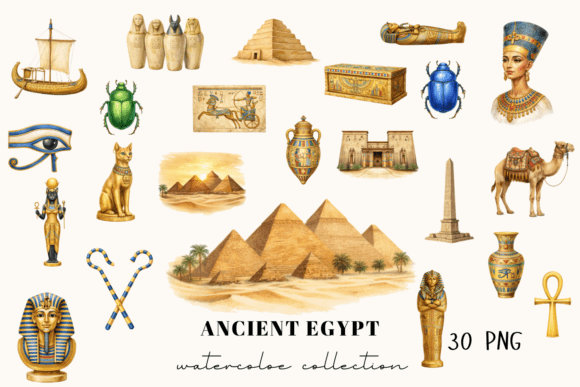 Download Ancient Egypt Watercolor Clipart Set - Premium Resources