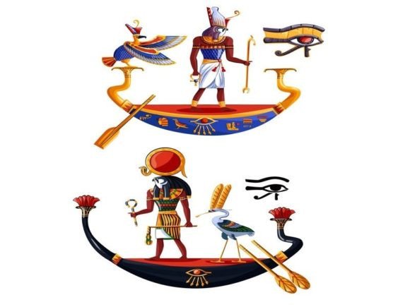 Download Ancient Egypt Sun God Ra or Horus Cartoon Vector - Premium Bundle